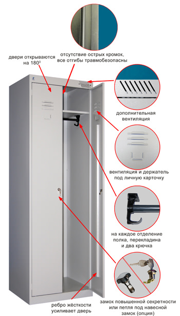 Металлический шкаф для одежды ШРК-22-600