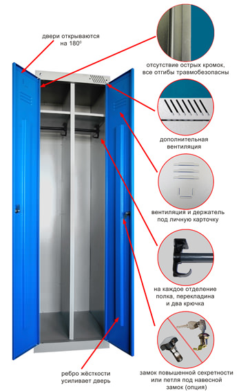 Металлический шкаф для одежды ШРЭК-22-530