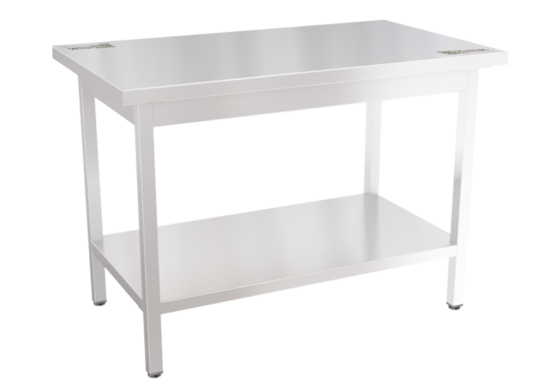 Стол производственный усиленный из нержавеющей стали на трубе С-12/7П-П