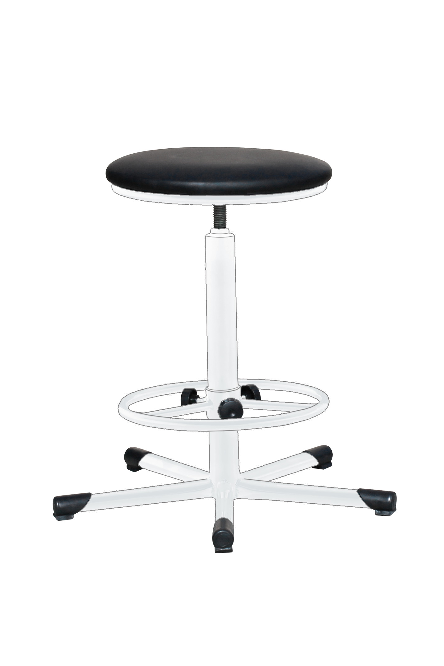 Табурет на винтовой опоре с регулируемой опорой для ног