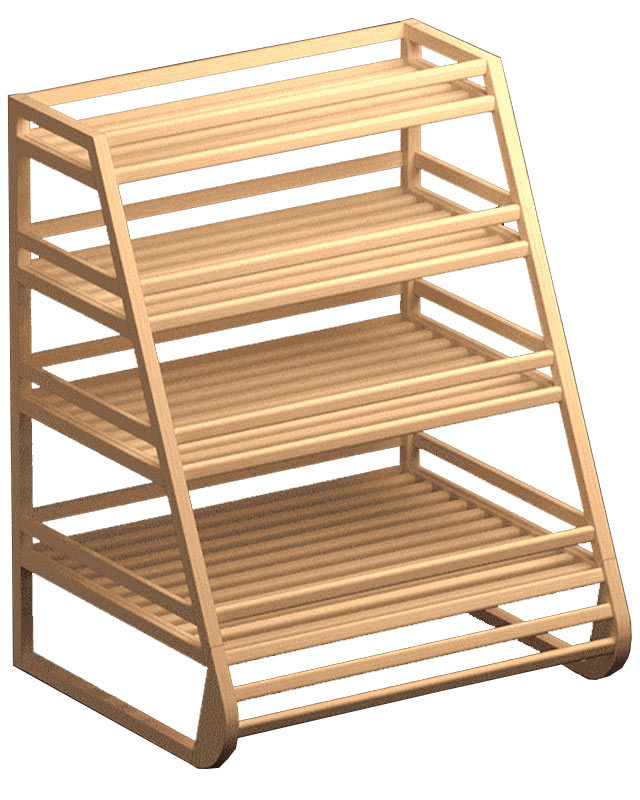 Стеллаж деревянный для багетов с четырьмя полками