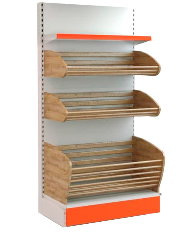 Стеллаж для хлеба торговый комбинированный с одной полкой и двумя корзинами