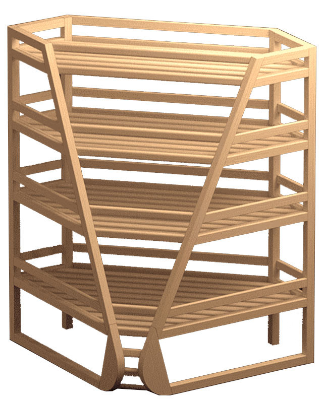 Внутренний деревянный стеллаж