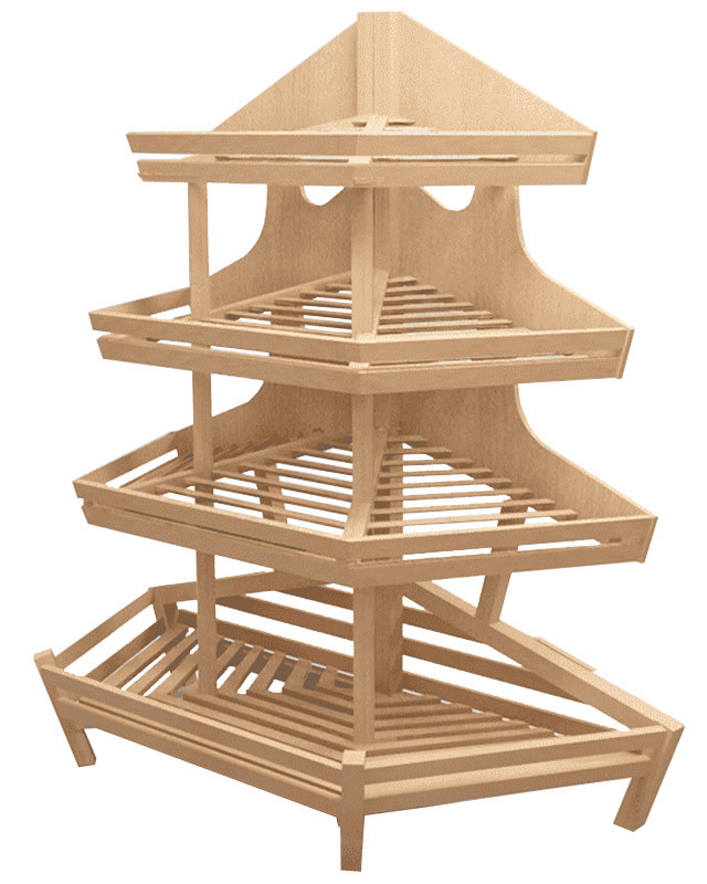 Торцевой стеллаж из дерева с тремя полками