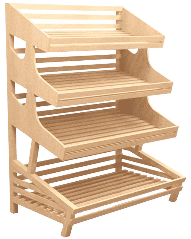 Деревянный стеллаж с четырьмя полками