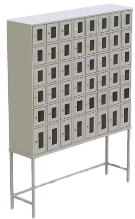 Шкаф абонентский на подставке (40+8 ячеек) с окошками (замки Польша; 1800х1335х325)