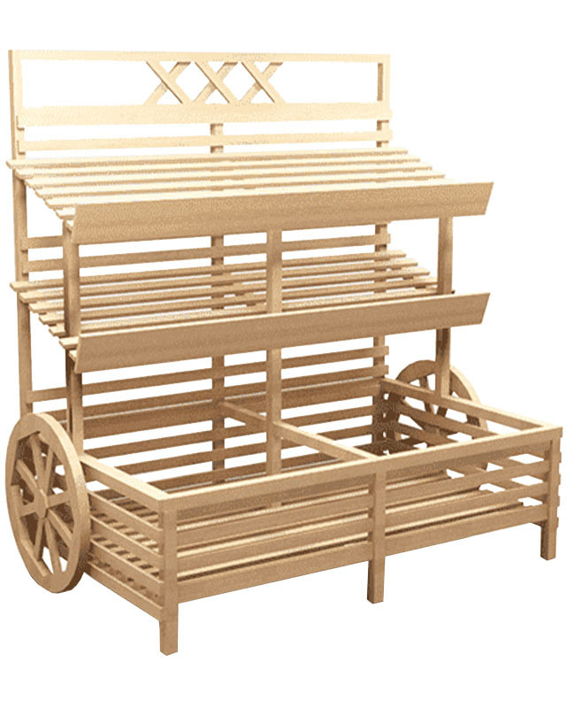 Овощной развал-телега с накопителем и двумя полками