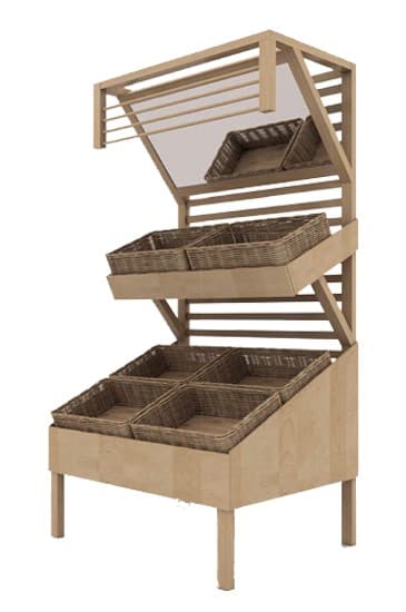 Стеллаж для овощей пристенный деревянный с зеркалом