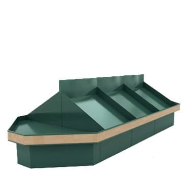 Овощной стеллаж развал с отделкой деревом