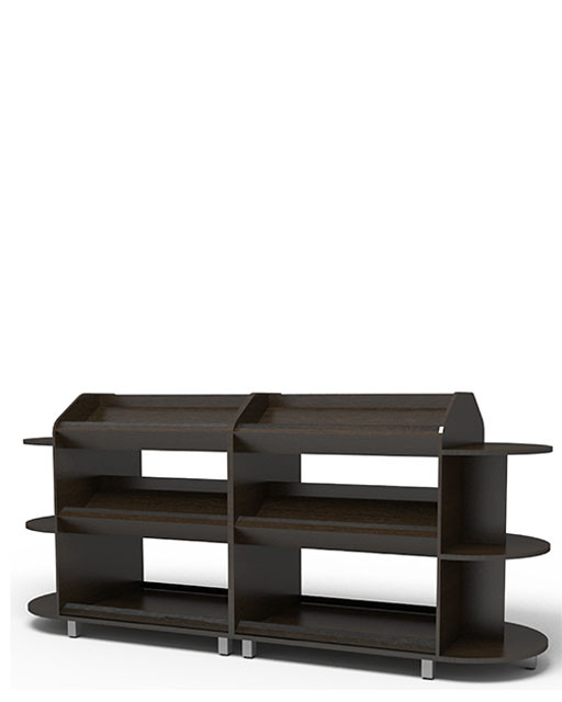 Островной стеллаж для алкоголя из ЛДСП с полукруглыми полками