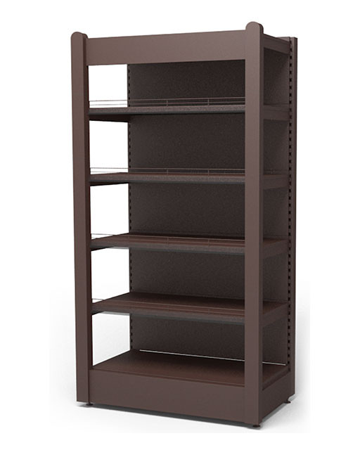 Стеллаж пристенный с декоративными накладками из массива