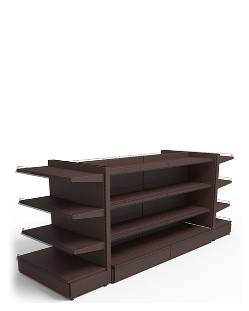 Островной стеллаж для алкоголя с прямыми торцевыми полками