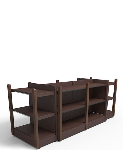 Островной стеллаж для алкоголя с декоративными накладками из массива