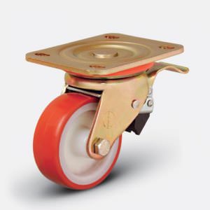 Колесо ED01 ZBP 100x35F большегрузное полиуретановое поворотное с тормозом