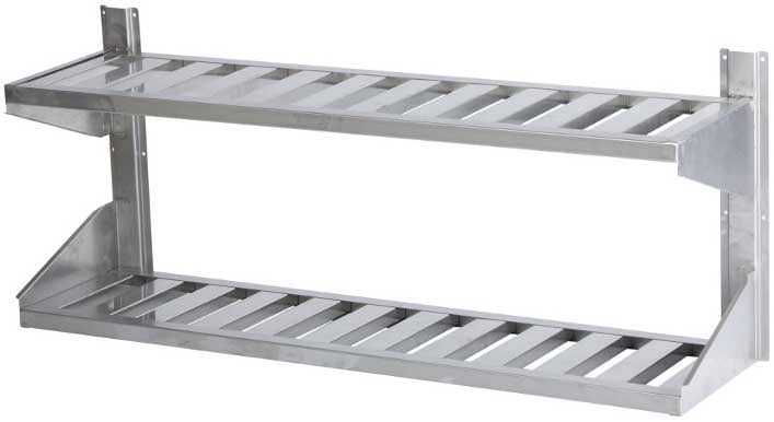 Полка настенная двухъярусная с решеткой длина 1500 мм