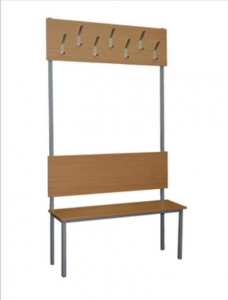 Вешалка в раздевалку напольная пристенная со скамейкой - ВШ-6