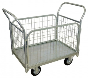 ТС-Ц2. Платформенная оцинкованная тележка с быстро съемными сетчатыми бортами