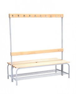 Скамья с вешалкой для раздевалок липа 1680x730x1500 мм