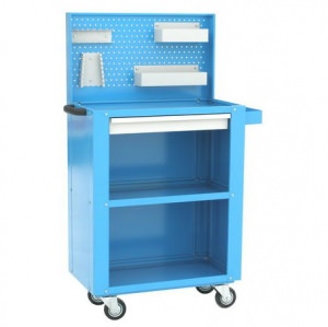 Тележка инструментальная с тремя полками, ящиком и экраном, держателями и полками