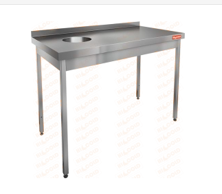 Стол нержавеющий НДСО-15/6БЛ пристенный с бортом для сбора отходов