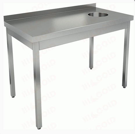 Стол нержавеющий НДСО-12/7БП пристенный с бортом для сбора отходов