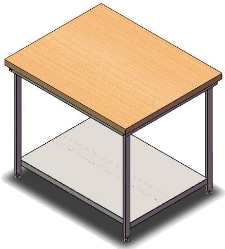 Стол кондитерский c буковой столешницей и полкой длина 1000 мм