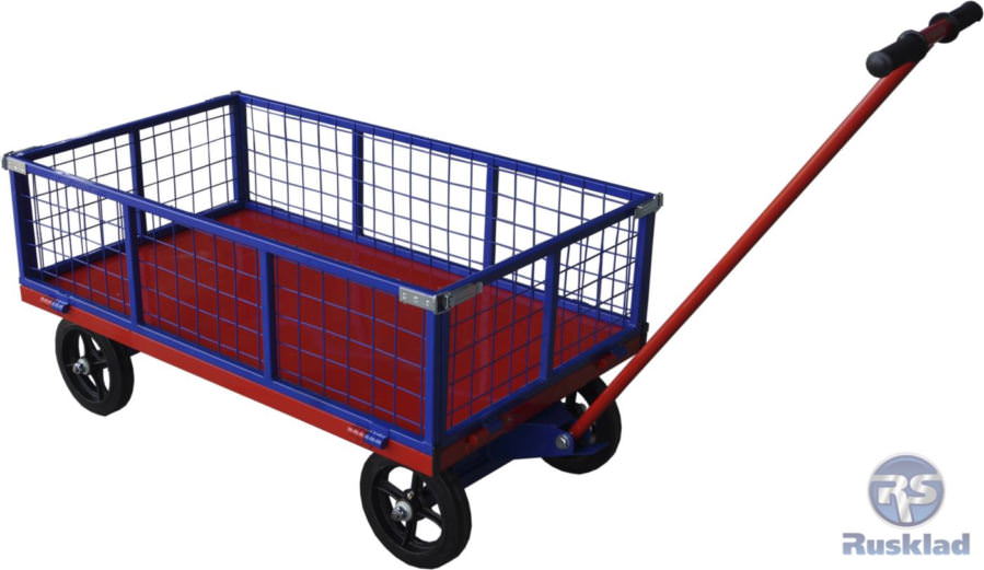 Тележка платформенная с сетчатыми бортами ТПОБ 2 С (поворотная ось)