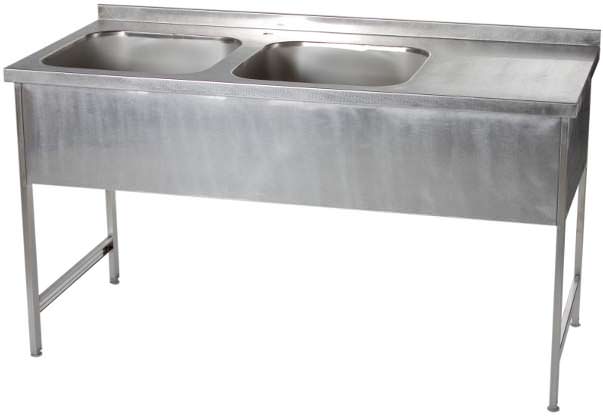 Ванна моечная двухгнездовая с рабочей поверхностью длина 1900 мм